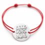 Brățară argint 925 cu bănuț mesajul Have yourself a merry little Christmas, șnur reglabil — cadou de Crăciun B-E1324