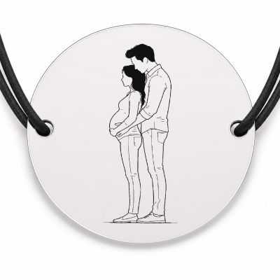 Brățară argint 925 cu bănuț gravat așteptarea, șnur negru reglabil — R0130