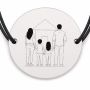 Brățară argint 925 cu bănuț gravat familia și casa, șnur negru reglabil — R0148