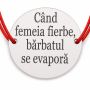 Brățară argint 925 cu bănuț mesajul Când femeia fierbe, bărbatul se evaporă, șnur reglabil — cadou haios pentru cuplu B-E0796