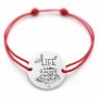 Brățară argint 925 cu bănuț mesajul Life is better when you’re laughing, șnur reglabil — cadou motivațional B-E1323