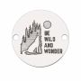 Bănuț argint 925 gravat lup, pădure și mesajul Be Wild and Wonder, Ø 16,5 mm — pentru aventurieri E0782