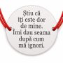 Brățară argint 925 cu bănuț mesaj ironic despre dor și ignorare, șnur reglabil — cadou haios B-E0797