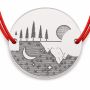 Brățară argint 925 cu bănuț peisaj montan cu pini, lună și stele, șnur reglabil — cadou pentru iubitorii de munte B-E0775