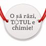 Brățară argint 925 cu bănuț mesajul Totul e chimie, șnur reglabil — cadou pentru pasionații de știință B-E0795