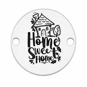 Bănuț argint 925 gravat căsuță și mesajul Home Sweet Home, Ø 16,5 mm — de casă nouă E0785