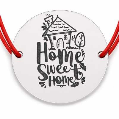 Brățară argint 925 cu bănuț căsuță și mesajul Home Sweet Home, șnur reglabil — cadou de casă nouă B-E0785