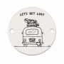 Bănuț argint 925 gravat rulotă și mesajul Let's Get Lost, Ø 16,5 mm — pentru călători E1322