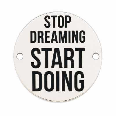 Bănuț argint 925 gravat mesajul Stop Dreaming Start Doing, Ø 16,5 mm — motivațional E1285