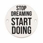Bănuț argint 925 gravat mesajul Stop Dreaming Start Doing, Ø 16,5 mm — motivațional E1285