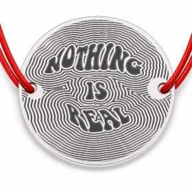 Brățară argint 925 cu bănuț mesajul psychedelic Nothing Is Real, șnur reglabil — cadou pentru spirite libere B-E1306