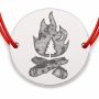 Brățară argint 925 cu bănuț foc de tabără cu brad, lună și stele, șnur reglabil — cadou pentru iubitorii de natură B-E0779