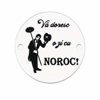 Bănuț argint 925 gravat mesajul Vă doresc o zi cu noroc și hornar, Ø 16,5 mm — pentru noroc E1411