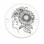 Bănuț argint 925 gravat profil de fată cu flori, Ø 16,5 mm — pentru iubitoarele de flori E1415