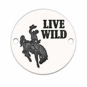 Bănuț argint 925 gravat cowboy la rodeo și mesajul Live Wild, Ø 16,5 mm — pentru spirite aventuroase E1455