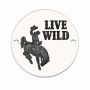 Bănuț argint 925 gravat cowboy la rodeo și mesajul Live Wild, Ø 16,5 mm — pentru spirite aventuroase E1455