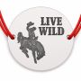 Brățară argint 925 cu bănuț cowboy la rodeo și mesajul Live Wild, șnur reglabil — cadou pentru spirite aventuroase B-E1455