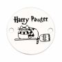 Bănuț argint 925 gravat pisica Harry Pawter pe mătură, Ø 16,5 mm — de Halloween E0917