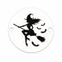 Bănuț argint 925 gravat vrăjitoare pe mătură și lilieci, Ø 16,5 mm — de Halloween E0748