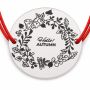 Brățară argint 925 cu bănuț coroniță florală și mesajul Hello! AUTUMN, șnur reglabil — cadou de toamnă B-E1283