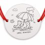 Brățară argint 925 cu bănuț umbrelă, cizmulițe și mesajul Hello, Autumn!, șnur reglabil — cadou de toamnă B-E1282