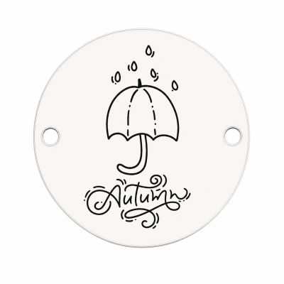 Bănuț argint 925 gravat umbrelă și mesajul Autumn, Ø 16,5 mm — de toamnă E1279