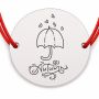Brățară argint 925 cu bănuț umbrelă și mesajul Autumn, șnur reglabil — cadou de toamnă B-E1279