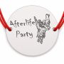 Brățară argint 925 cu bănuț mesajul Afterlife Party și personaj scheletic, șnur reglabil — cadou de Halloween B-E0720