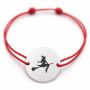 Brățară argint 925 cu bănuț vrăjitoare pe mătură, șnur reglabil — cadou de Halloween B-E0749