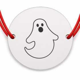 Brățară argint 925 cu bănuț fantomă prietenoasă, șnur reglabil — cadou de Halloween B-E0918