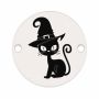 Bănuț Halloween din argint 925 Pisică neagră cu pălărie de vrăjitoare, 16.5 mm E1280-GS