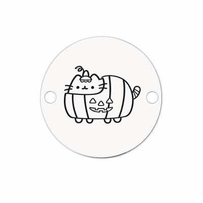 Bănuț Halloween din argint 925 Pumpkin Cat, 16.5 mm E0963-GS