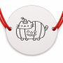 Brățară argint 925 cu bănuț pisică și dovleac de Halloween, șnur reglabil — cadou de Halloween B-E0963