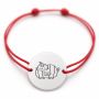 Brățară argint 925 cu bănuț pisică și dovleac de Halloween, șnur reglabil — cadou de Halloween B-E0963