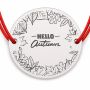Brățară argint 925 cu bănuț coroniță de frunze și mesajul Hello Autumn, șnur reglabil — cadou de toamnă B-E1304