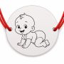 Brățară argint 925 cu bănuț gravat bebe care se târăște, șnur roșu reglabil — R0155
