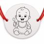 Brățară argint 925 cu bănuț gravat bebe cu bavețică, șnur roșu reglabil — R0156