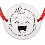 Brățară argint 925 cu bănuț gravat bebe care râde, șnur roșu reglabil — R0157