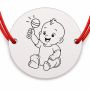 Brățară argint 925 cu bănuț gravat bebe cu zornăitoare, șnur roșu reglabil — R0164
