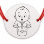Brățară argint 925 cu bănuț gravat bebe la prima aniversare, șnur roșu reglabil — R0166