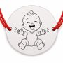 Brățară argint 925 cu bănuț gravat bebe care bate din palme, șnur roșu reglabil — R0176