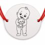 Brățară argint 925 cu bănuț gravat bebe cu pisoiul, șnur roșu reglabil — R0177
