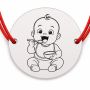 Brățară argint 925 cu bănuț gravat bebe cu lingurița, șnur roșu reglabil — R0178