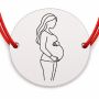 Brățară argint 925 cu bănuț gravat viitoarea mămică, șnur roșu reglabil — R0183