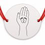 Brățară argint 925 cu bănuț gravat piciorușele de bebe în palmă, șnur roșu reglabil — R0190