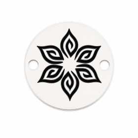 Bănuț argint 925 gravat floare ornamentală cu șase petale, Ø 12 mm — de primăvară E1935
