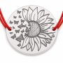 Brățară argint 925 cu bănuț floarea-soarelui și fluturi, șnur reglabil — cadou de primăvară B-E1958