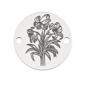 Bănuț argint 925 gravat buchet de crini, Ø 12 mm — de primăvară E1959