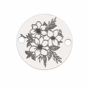 Bănuț argint 925 gravat buchet de flori, Ø 12 mm — de primăvară E1966