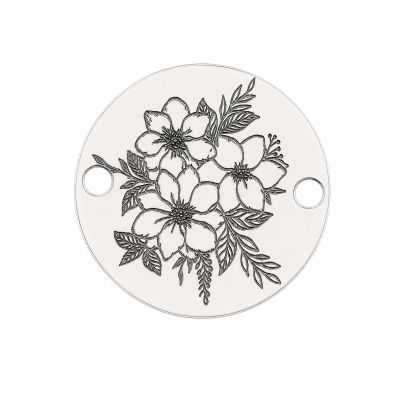 Bănuț argint 925 cu buchet de flori gravat în România